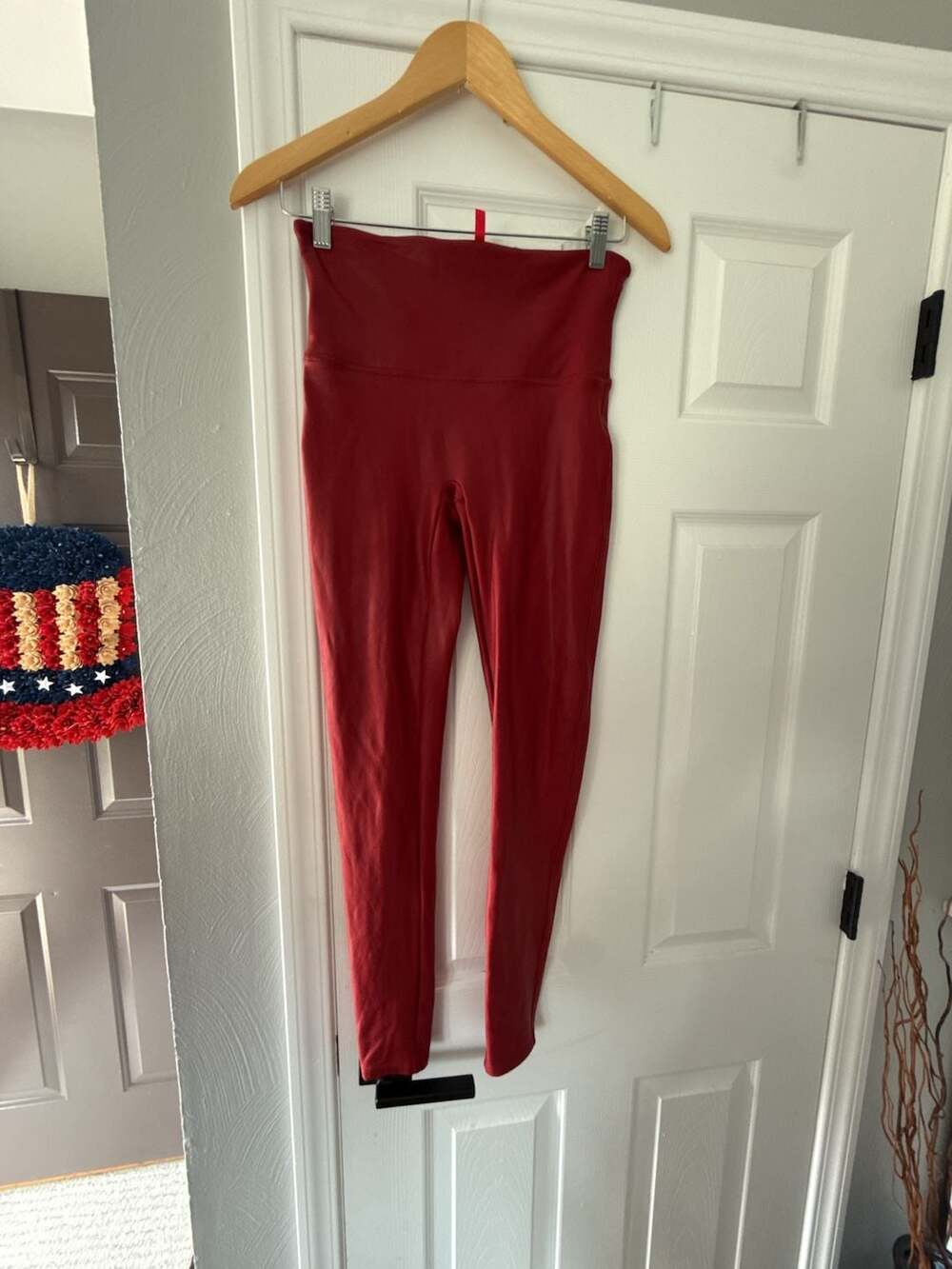 Spanx Red Faux Leather Leggings Size L